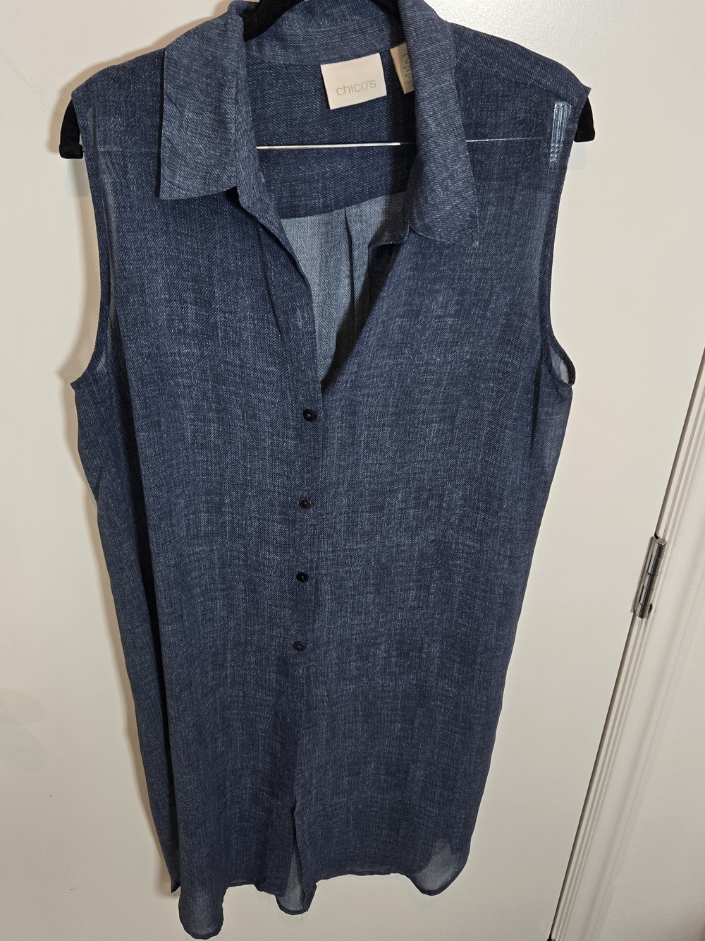 Chico's Sleeveless Dark Navy Button-Down Tunic